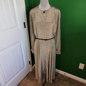 Vintage Liz Clairborne Shirtdress Taupe & Black - Size 12